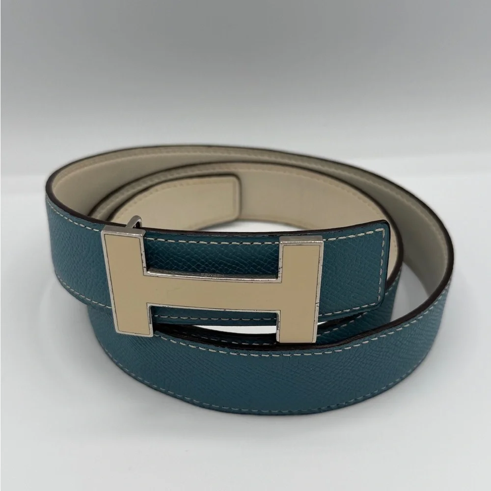 Hermes Teal Belt with Gold Buckle - Picture 4 of 7